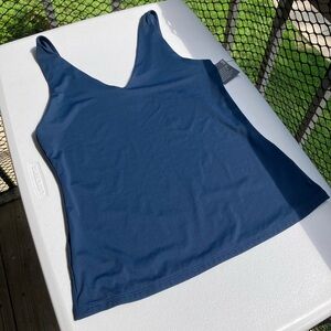 Worthington Ultra Smoothing Shaping Layering Navy Petrol Blue V Neck Tank Top